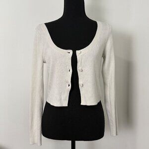 Abercrombie & Fitch Cardigan Cropped Womens Small Sweater Cream Feminine Y2K
